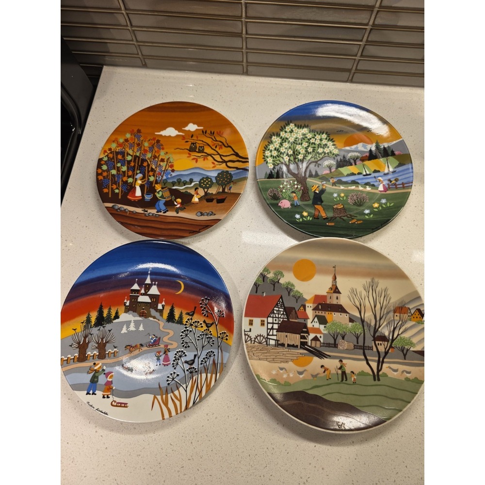 Vintage Barbara Fürstenhöfer Reutter Porzellan 4 Season Plates